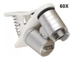 Lupa X60 Microscopio Plateada con clip para celular
